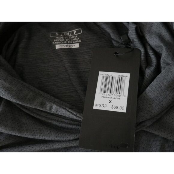 MOTION Men's  Gray Athletic Pullover Hoodie Lightweight Long Sleeve Activewear S - Picture 6 of 7